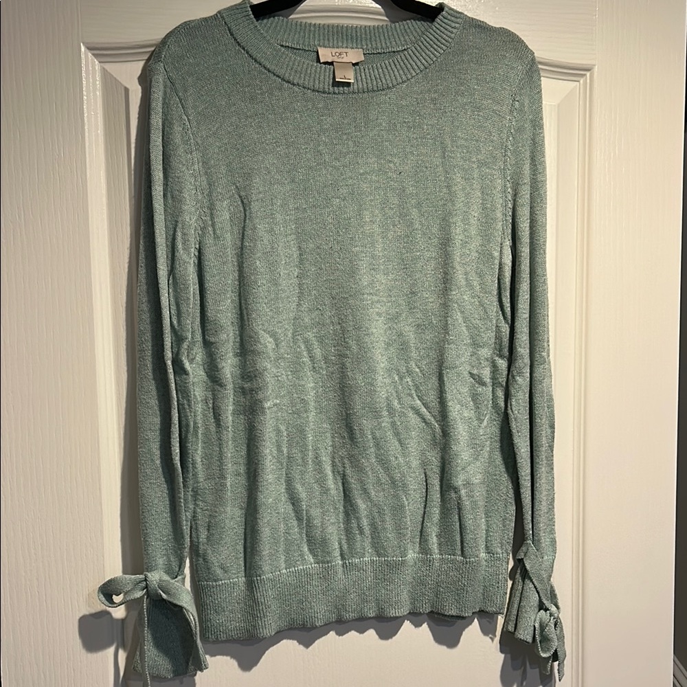 LOFT Mint Green Sweater with Bow Details